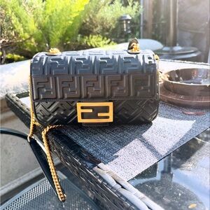 Fendi Black and Gold Embossed Bag